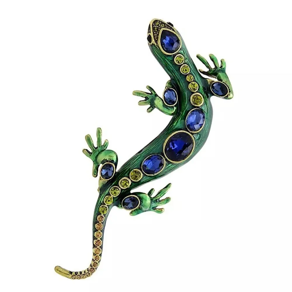 💎245💎 SPECTACULAR BIG CHAMELEON LIZARD‎ CRYSTAL BROOCH PIN